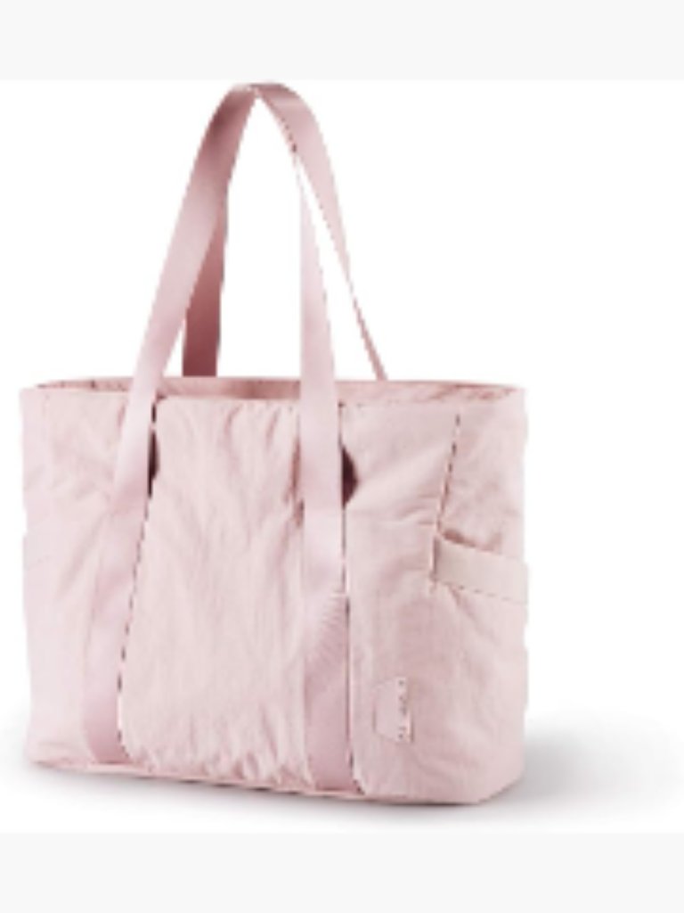Large Lightweight Nylon Work Tote With Laptop Sleeve & Yoga Mat Strap